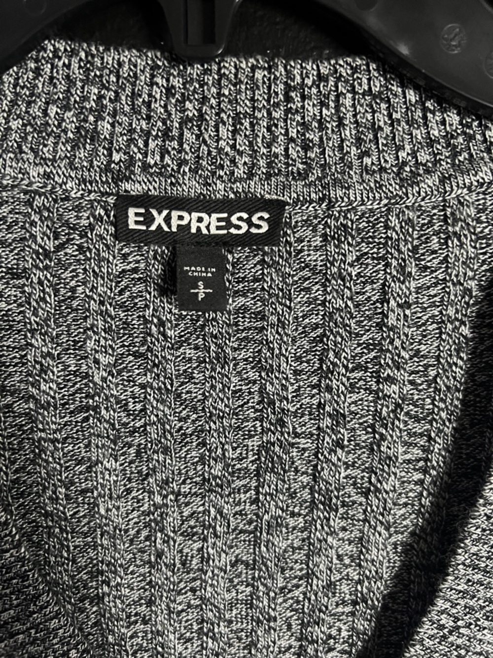 Express Women's Heathered Gray Ribbed Deep V-Neck Sweater - Picture 3 of 4